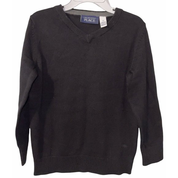 The Children's Place Little Boy's 4T V-Neck Sweater in Black 100% Cotton - Picture 2 of 6